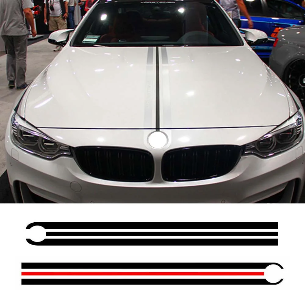 Car Hood Sticker Bonnet Stripes Graphic Decals For BMW 1 2 3 5 7 M3 M4 M5 Z X Series Car Styling