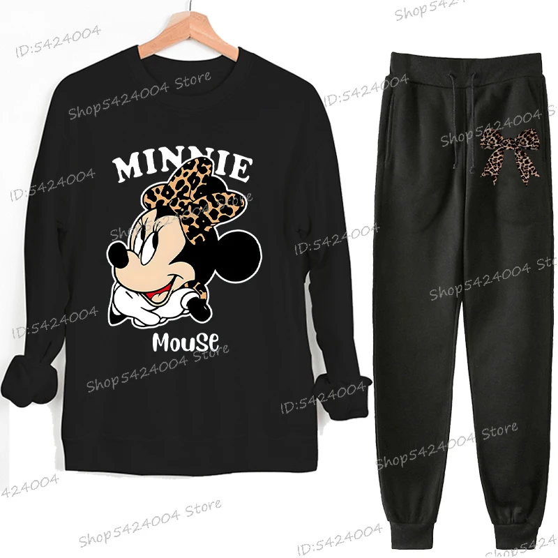 ليوبارد طباعة القوس ميني ماوس البلوزات المطبوعة وسراويل مجموعة للنساء موضة الترفيه ميني ماوس ملابس رياضية 2 قطعة مجموعة الهدايا #2