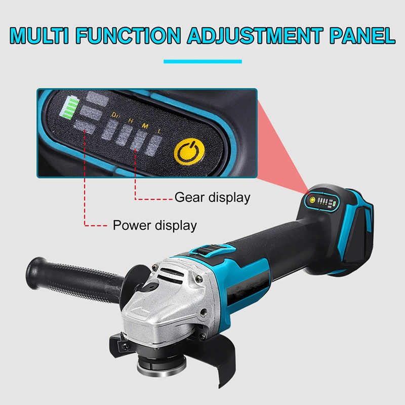 100/125mm Brushless Angle Grinder Machine Cutting Cordless Woodworking Electric Angle Grinder Power Tool Grinder Accessories