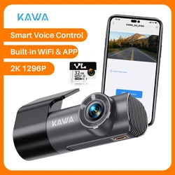 KAWA 2K Dash kamera araba DVR için Dashcam Video kaydedici arabada ses kontrolü 24 saat park sensörleri WiFi APP 360 monitör