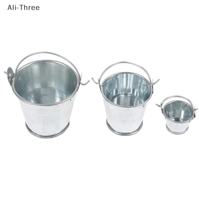 1 stks poppenhuis mini ijzeren emmer miniatuur model mini poppenhuis decoraties ornamenten kinderen strand kleine emmer speelgoed