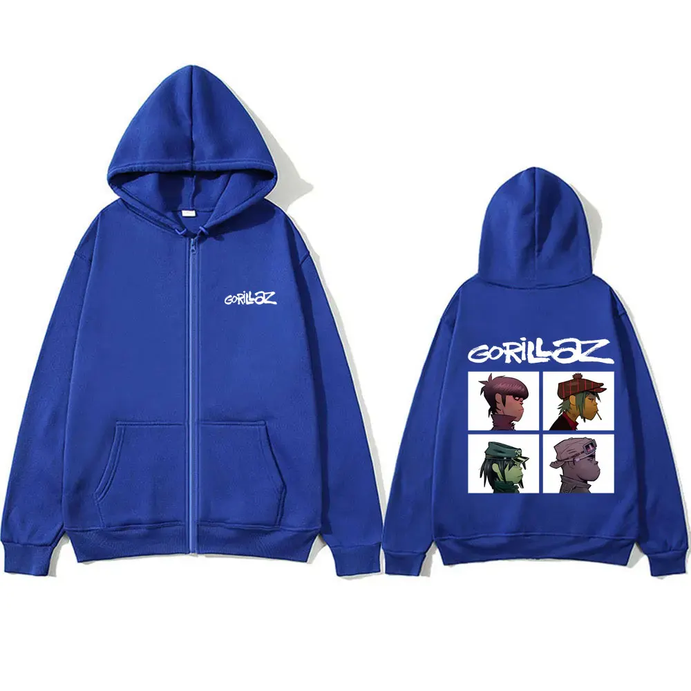 Rock Band Gorillaz Demon Days Album Graphic Zipper Hoodie Men Women Hip Hop Gothic Alternative Vintage Oversized Zip Up Jacket