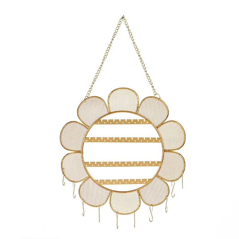 One-Piece Grid Sunflower Jewelry Rack Necklace Bracelet Earrings Storage Hanging Rack Jewelry Wall Jewelry Display
