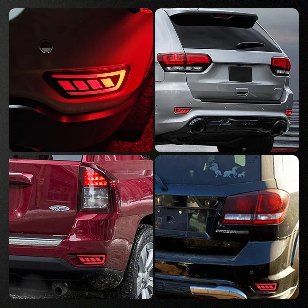 2 قطعة المصد الخلفي عاكس مصباح ليد خلفي اكسسوارات السيارات أضواء الفرامل تتدفق بدوره إشارات صالح ل جيب جراند شيروكي 2011-2022
