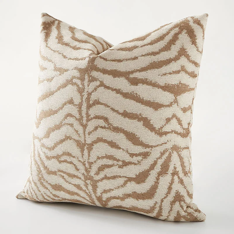 Zebra Print Pillows Khaki Brown Jacquard Cushion Case 45x45 50x50 Modern Decorative Pillow Cover For Sofa Chair Home Decorations