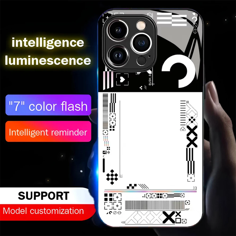 2026 Popular Fashion Sound Control LED Flash Cases Luminous Glass Cover For Samsung S26 S25 S24 S23 S22 S21 S20 FE Plus Ultra