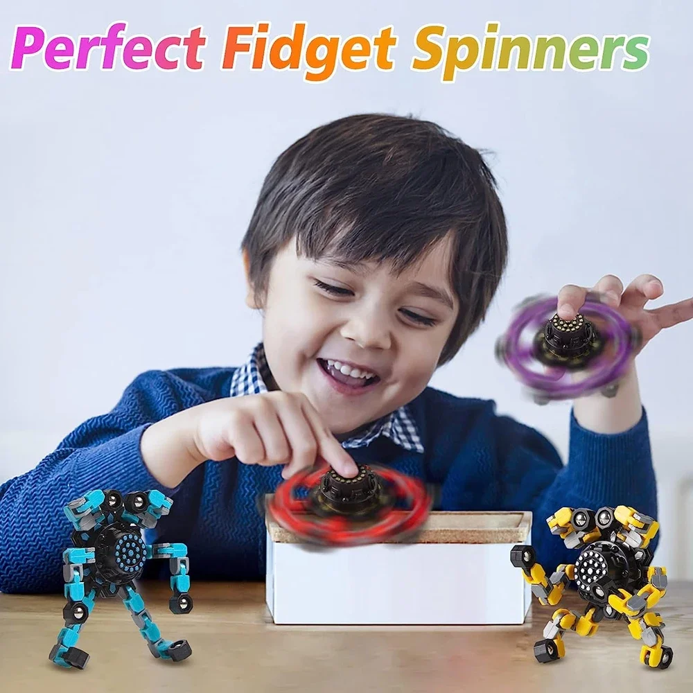 Fidget Spinners transformables para aliviar el estrés, juguetes sensoriales, giros giratorios para la yema del dedo, recuerdos de fiesta para TDAH, autismo, niños y adultos