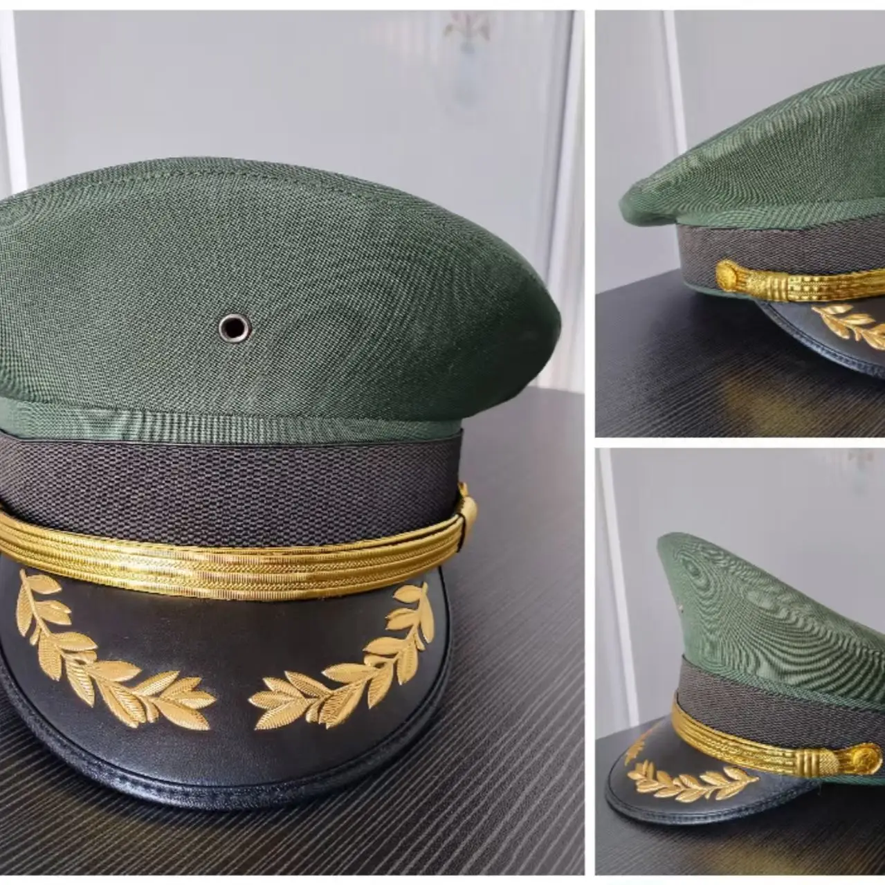 security staff Military green men's soldier cosplay hat, pilot, shipyard work hat