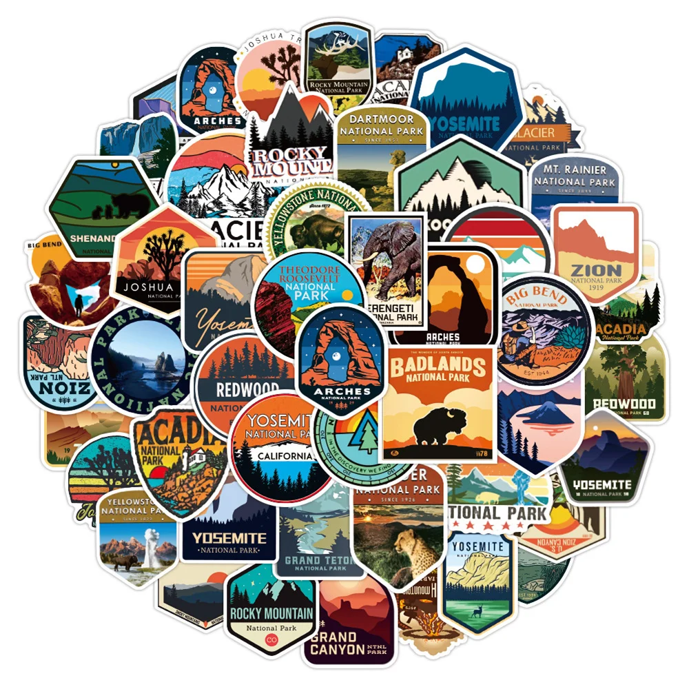 50PCS New National Park Collection Sticker DIY Graffiti for Luggage Laptop Guitar Skateboard Ipai Sticker