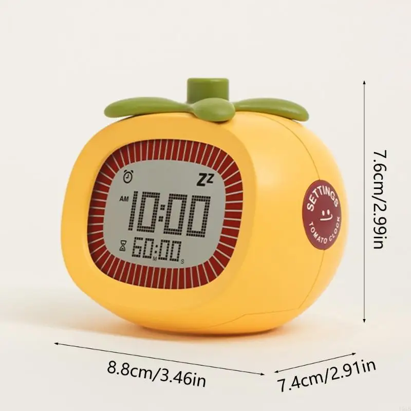 Tomato Digital Visual Timer Alarm Clock with LED Display, Count Up Countdowns Modes, Portable Desk Timer for Homework Y5GB