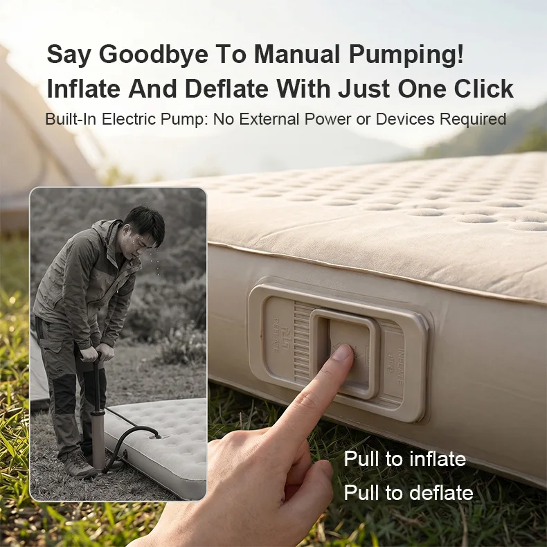 JIAWEI Pad Built-in Pump Dual-use Sponge Mattress Double-sized Self-inflating Composite TPU Flocking Cover Knitted Fabric