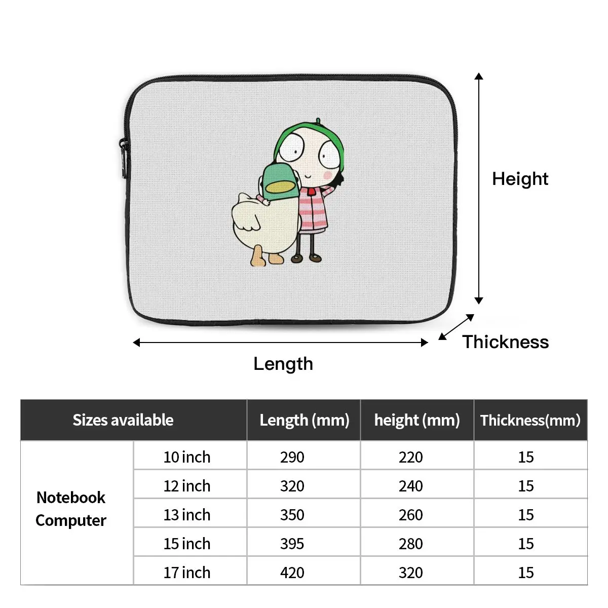 Sarah And Duck Having Fun Notebook Laptop Bag Case Pouch 10 12 13 15 17 InchNotebook Sleeve Cover Bag Tablet Shockproof Case Bag