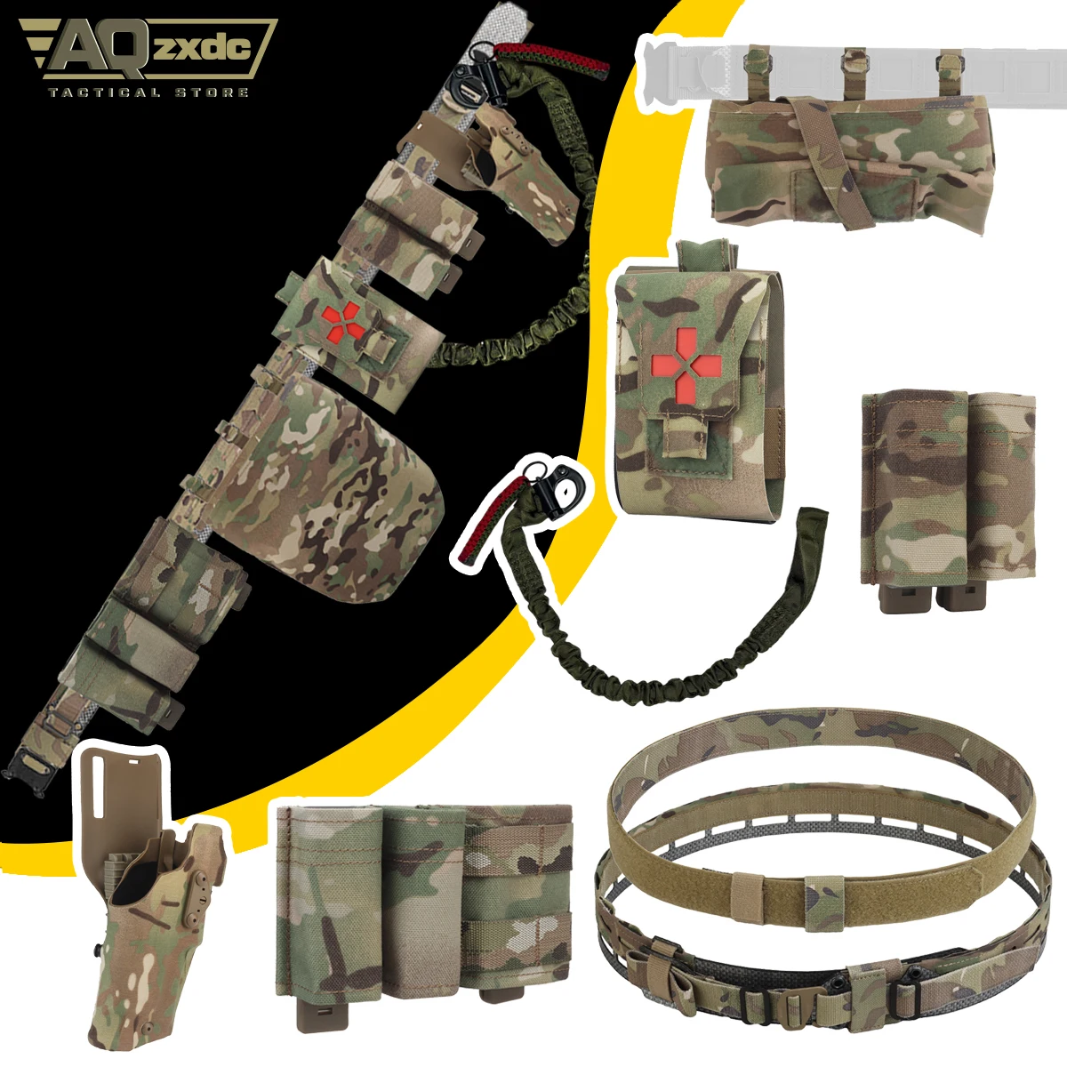 

Assault Belt Set with ALS Quick-Draw Holster, FAST Double Magazine Pouch, Small First Aid Kit, Pale Horse Concepts Sundry Bag