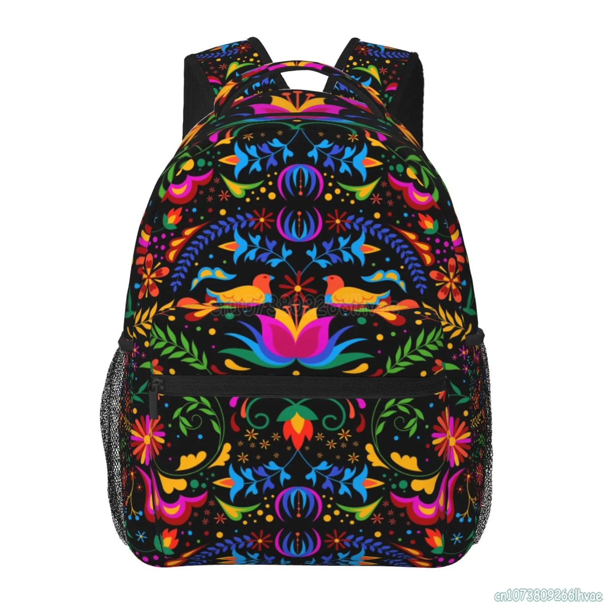 Sac à dos à motif ethnique pour femme, sac à dos personnalisé, léger et décontracté, sac à dos pour ordinateur portable, sac de jour pour la randonnée, la salle de sport et les voyages, fleurs mexicaines