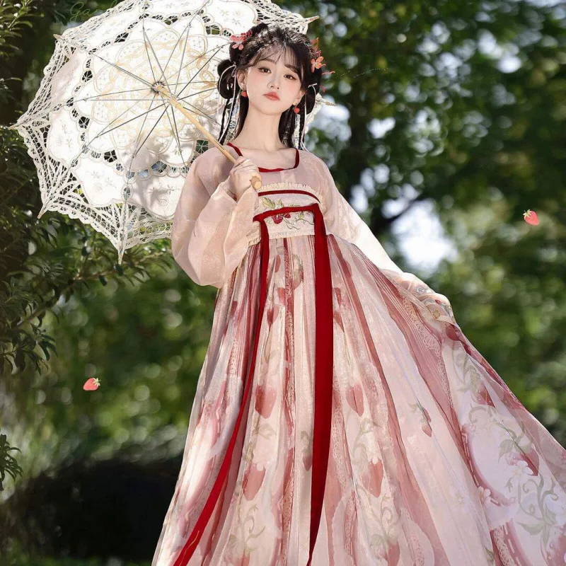 Hanfu female Tang Dynasty embroidery printing chest-length skirt fairy style daily national style spring and summer style