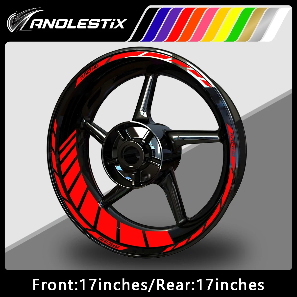 

AnoleStix 17 дюймов для YAMAHA Honda Kawasaki Suzuki BMW KTM Triumph светоотражающие наклейки на колеса мотоцикла наклейка на ступицу обод в полоску