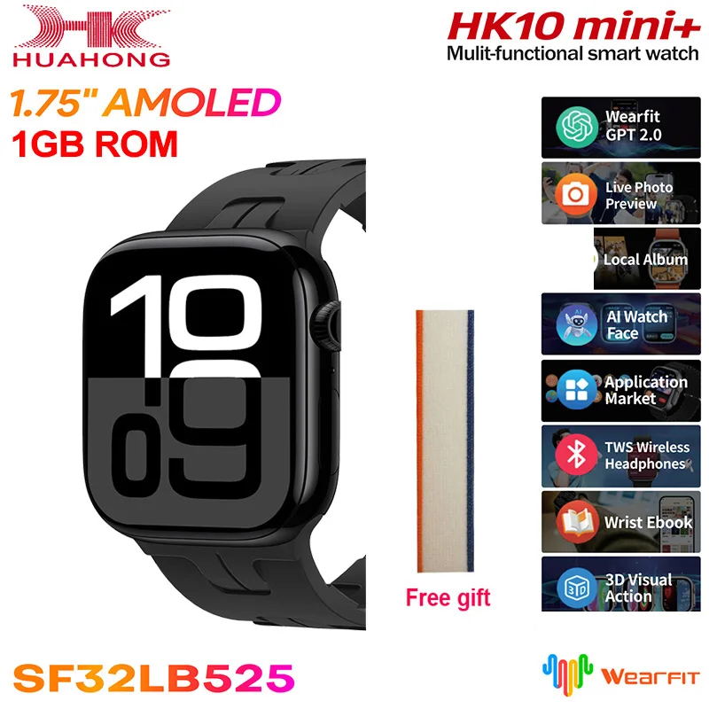 TOP Series 10 New AMOLED HK10 Mini+ Smart Watch Lady 1GB ROM ChatGPT 1.75'' Bluetooth Call Compass Mini Smartwatch Women Men