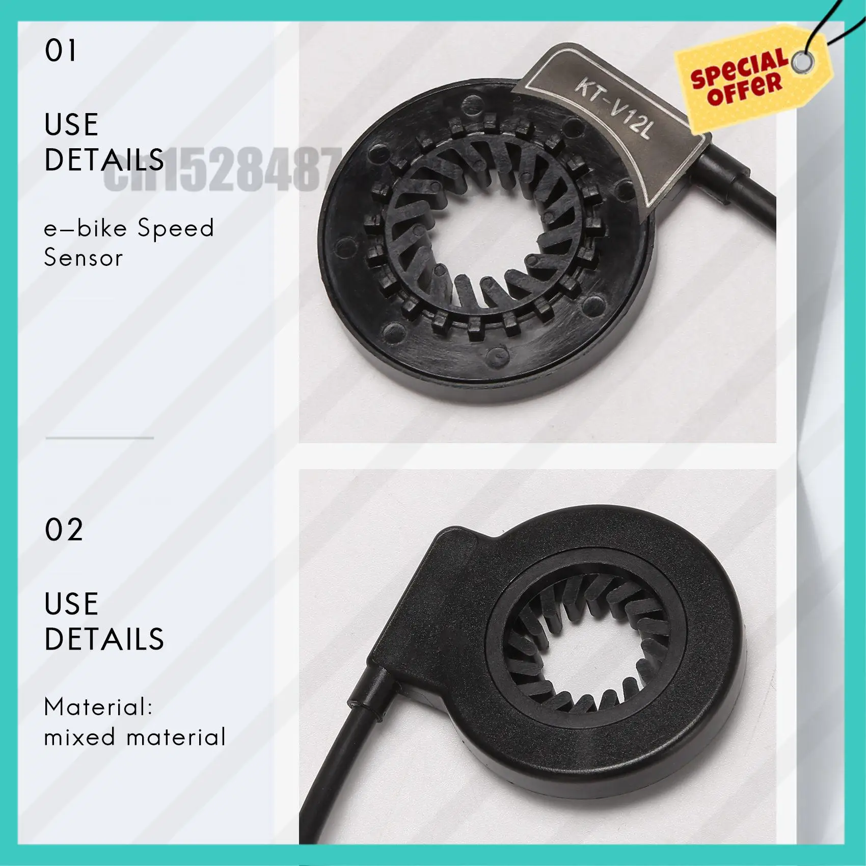 -ABJZ Electric Bikes PAS Sensor E-Bike Waterproof Conversion Kit Parts E-Bike Pas System Assistant Sensor KT-V12L