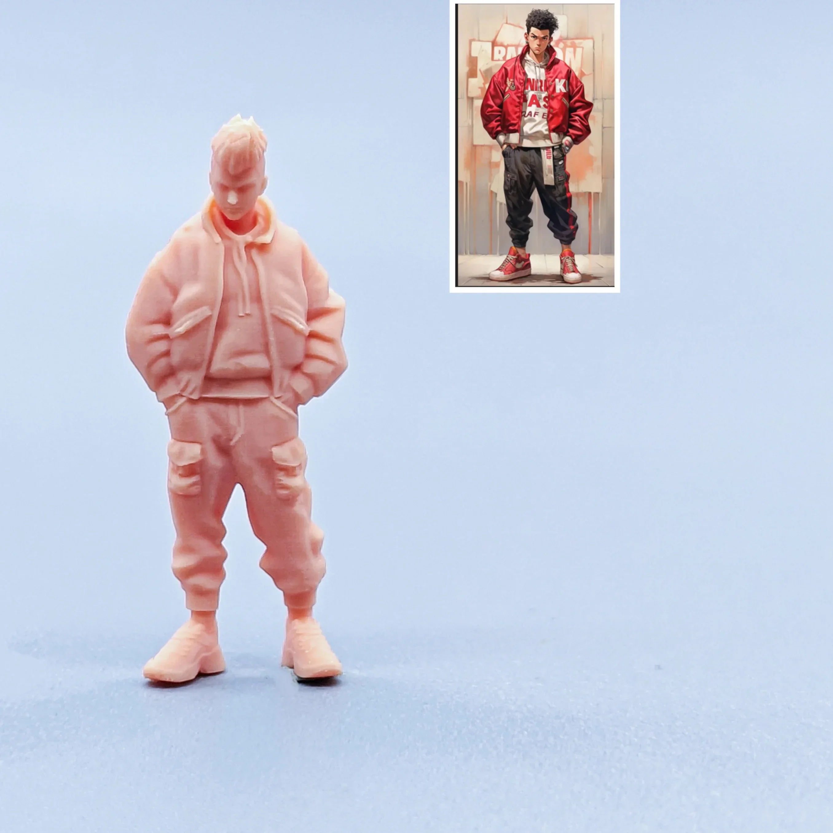 1/64 Figuren Maßstab Modell Harz Coole und trendige Arbeitskleidung Junge ungefärbte Miniaturen Diorama handbemalt C329
