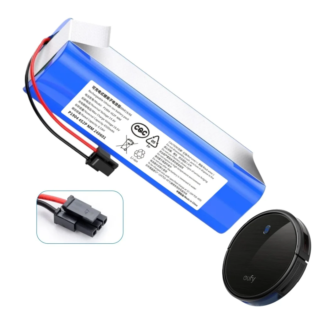 

14.4V Li-ion 6500mAh Replacement Battery for Eufy RoboVac_X8 X8_Hybrid X8_White X8_Pro SES, 8-Cell Vacuum Parts with Safety BMS