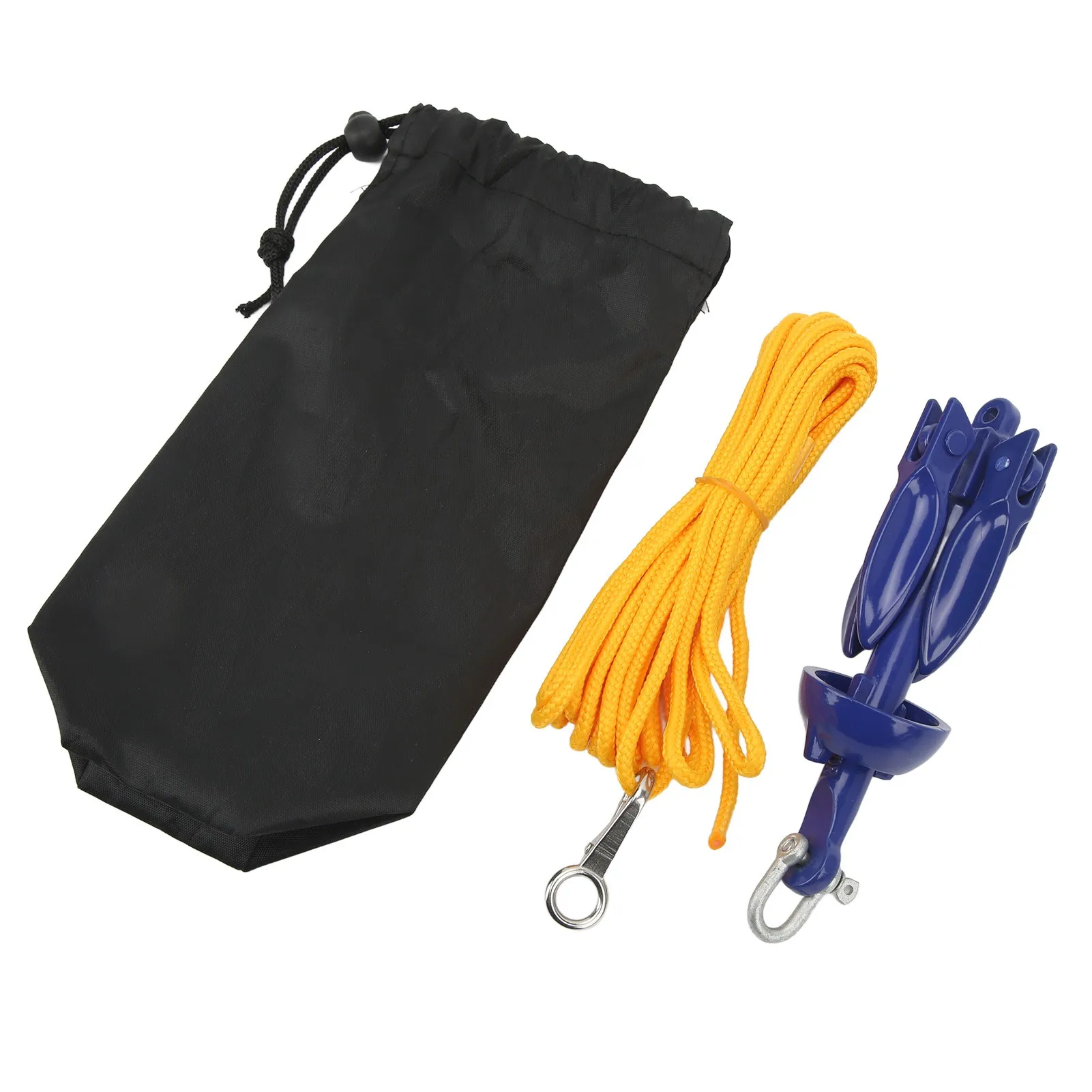 Marine Anchor Blue Aluminium Foldable Boat Kayak Anchor with Yellow Rope for Fishermen