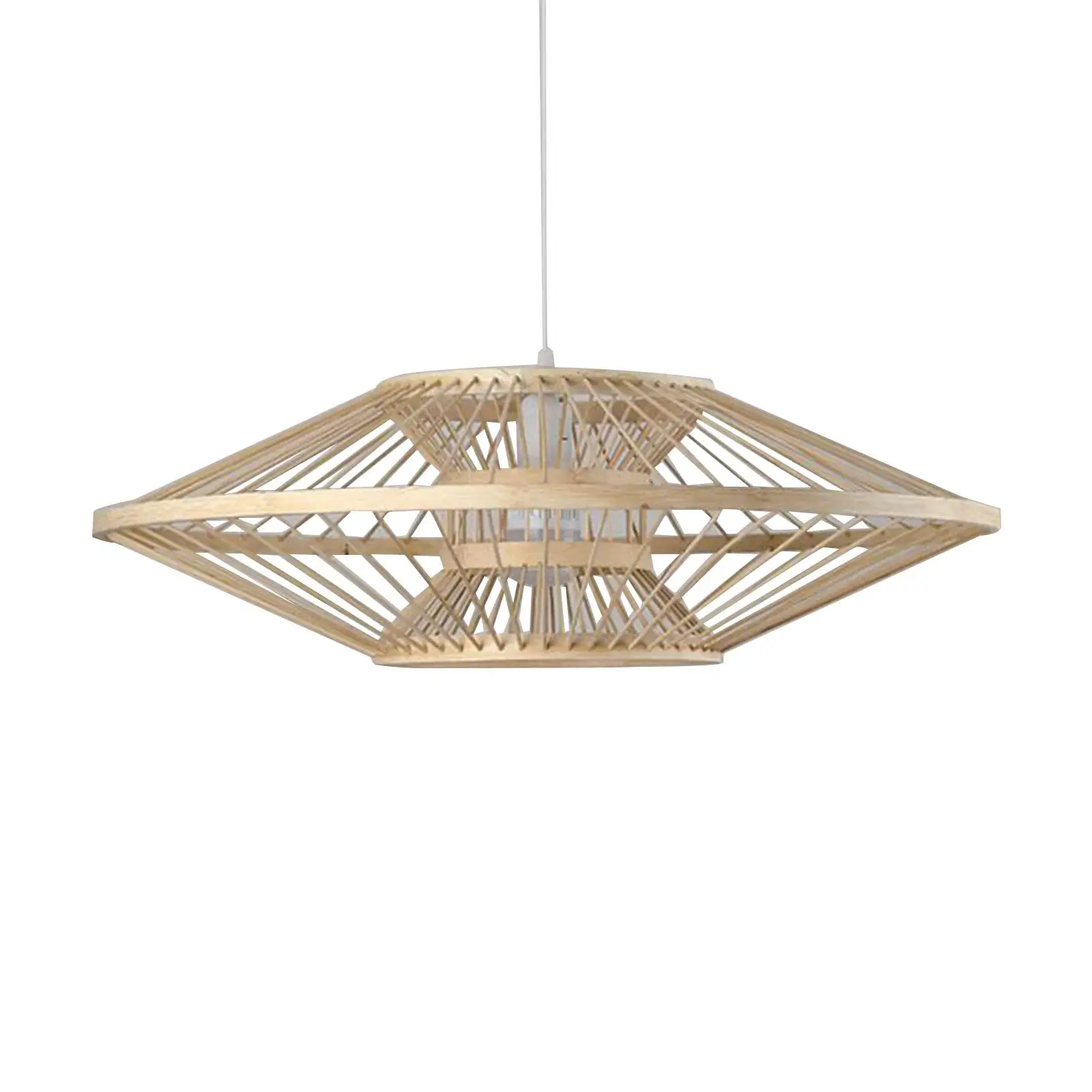 Woven Bamboo Ceiling Hanging Light Fixture Chandelier LED Home Pendant Lighting Lamp Shade for Dorm Shop Bedroom Farmhouse Loft