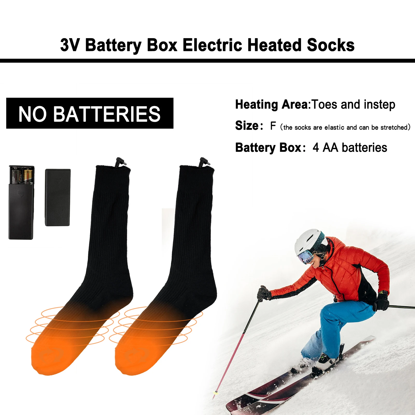 

Men Ski Heated Socks Winter Warm Battery Powered Heat Cotton Socks Foot Warmer Skiing Camping Hiking Electric heating Socks