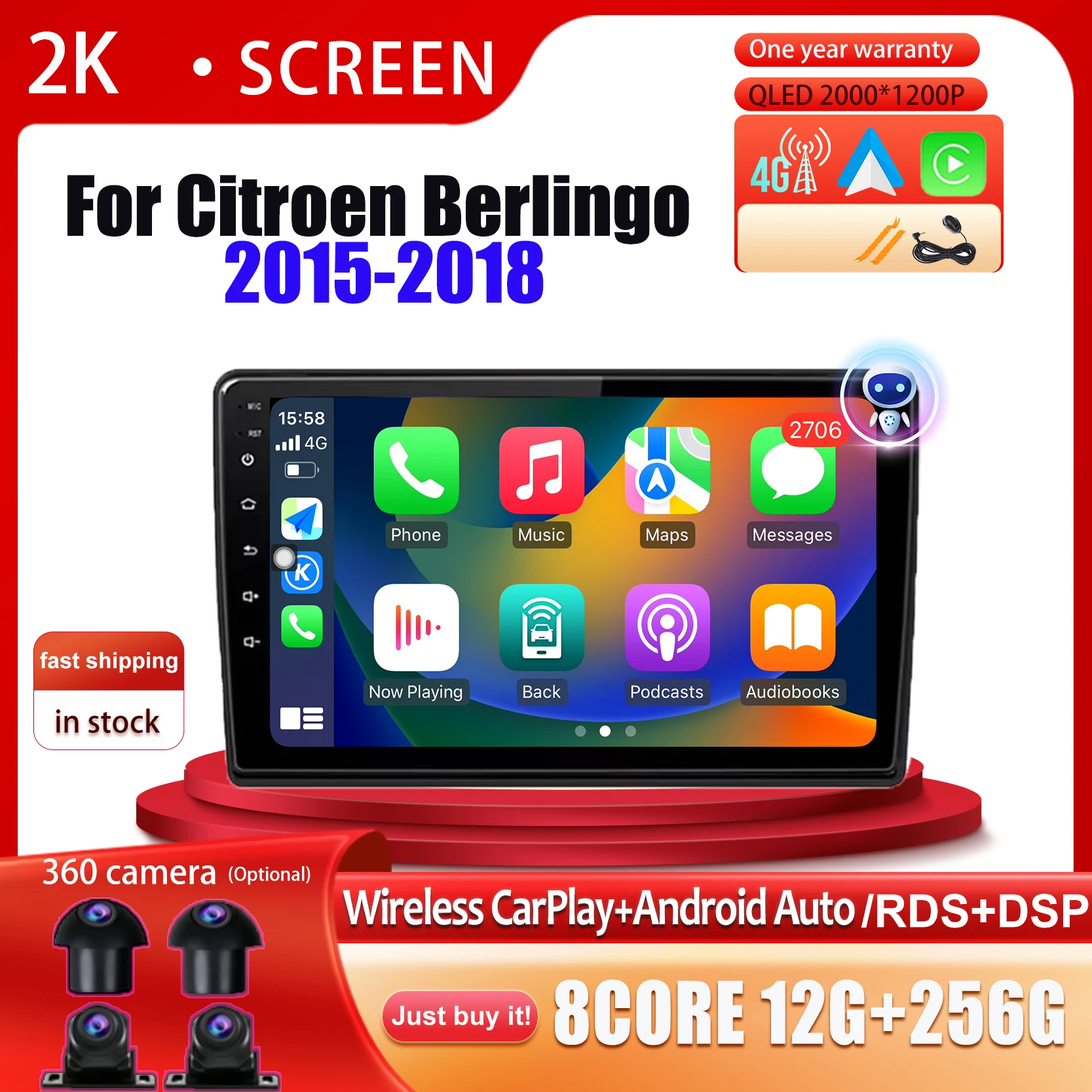 

Carplay Android 15 For Citroen Berlingo 2015 2016 2017 2018 Car Radio Multimedia Stereo Player WiFi GPS Navigation Tools