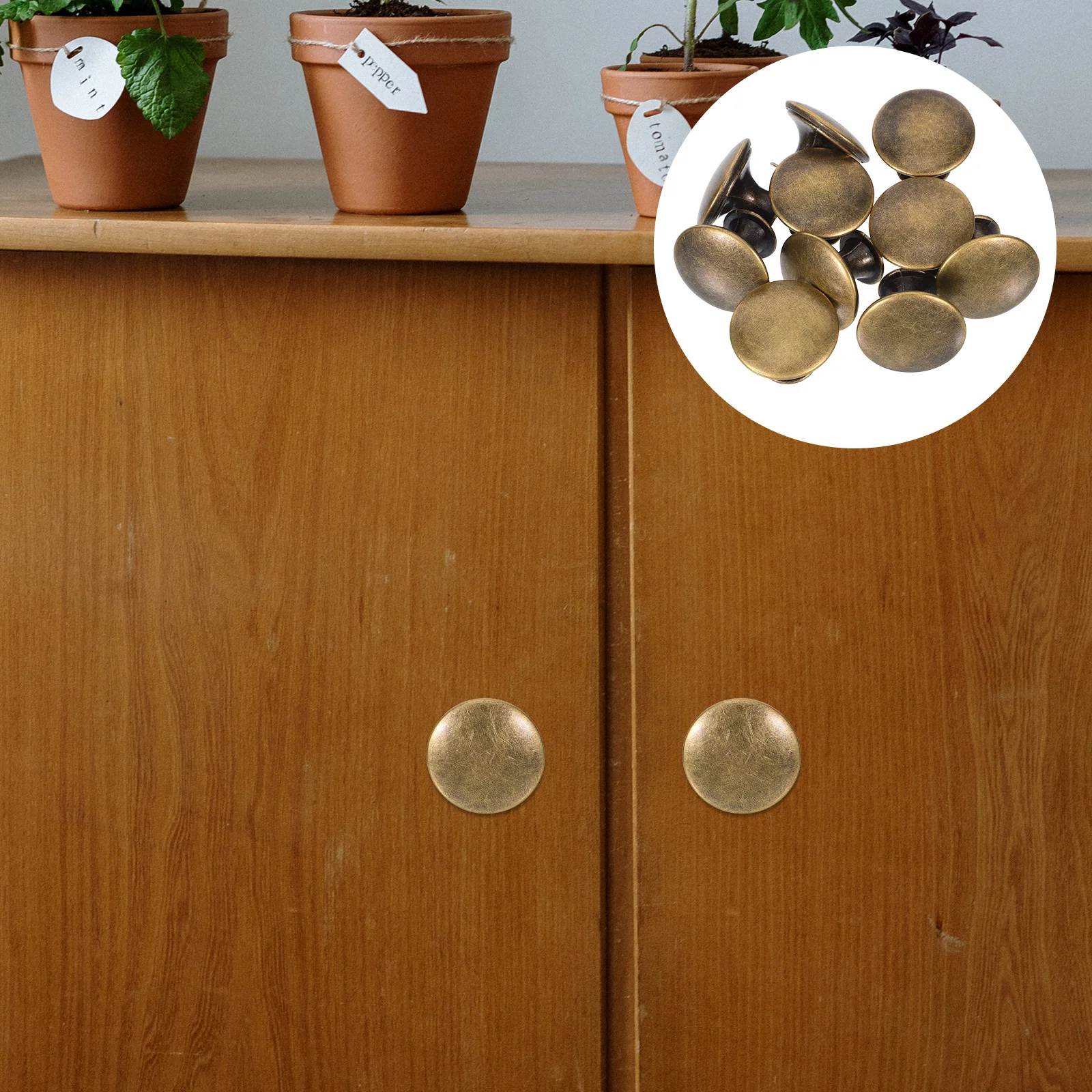 

10pcs Modern Cabinet Pull Handles Round Flat Head Single Hole Lightweight Hollow Design Comfortable Door Handles For Kitchen
