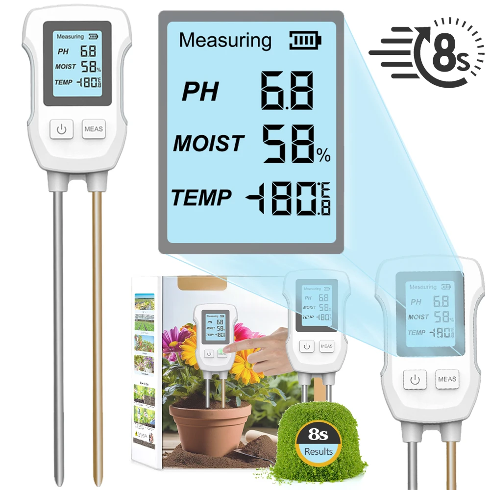 

3 in 1 Digital Soil Meter Plants Sensor LCD Screen Soil Tester PH Moisture Temperature Test for Garden Farm Instrument Detector