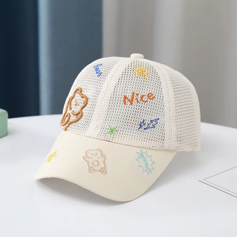 Gorra de béisbol con dibujos animados para niños y niñas, sombrero de hilo de red para el sol, de 3 a 10 años, 2023