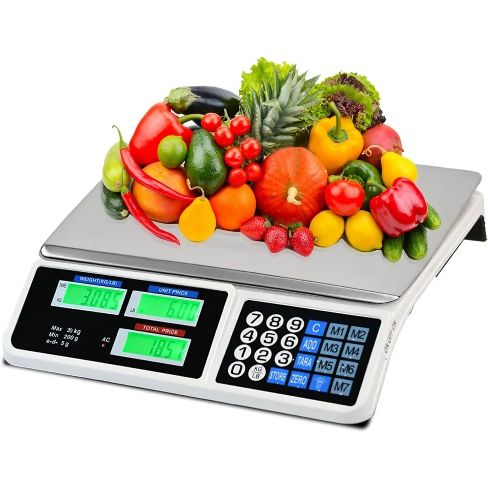 

Digital Price Scale Electronic Price Computing Scale LCD Digital Commercial Food Meat Weight Scale, Upgraded Version