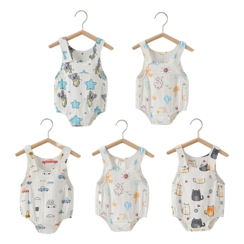 

Infant Muslin Onepiece Jumpsuit Summer Toddler Romper Skin-friendly Bodysuit Newborn Girls Boys Sleepwear