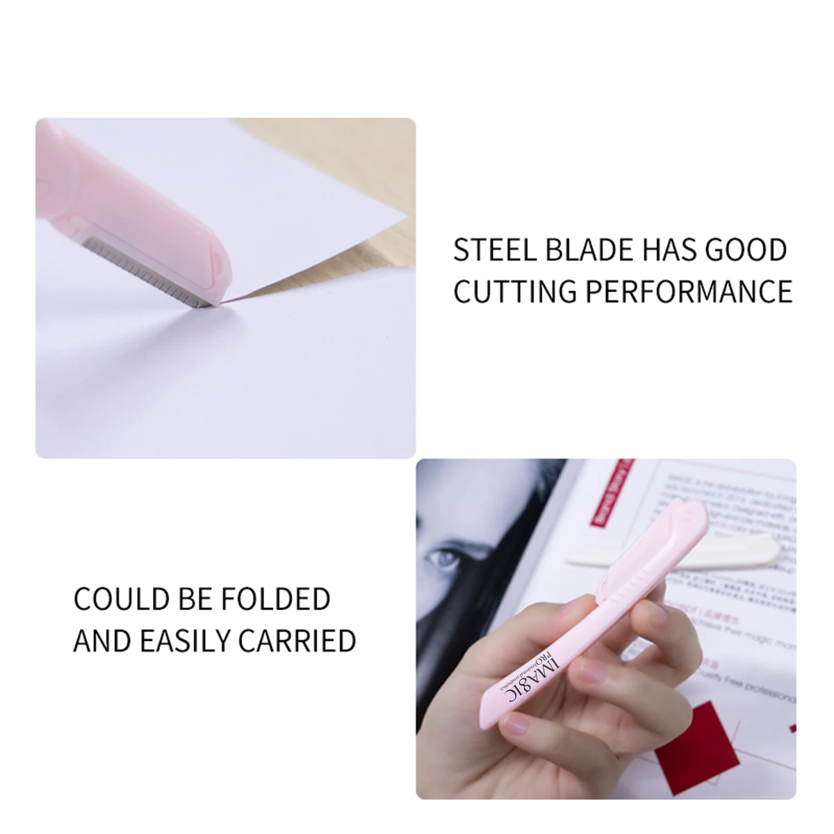 IMAGIC 3-Color Eyebrow Trimming Blade Portable Collapsible Safety Eyebrow Shaver Ladies Facial Eyebrow Trimming Tools