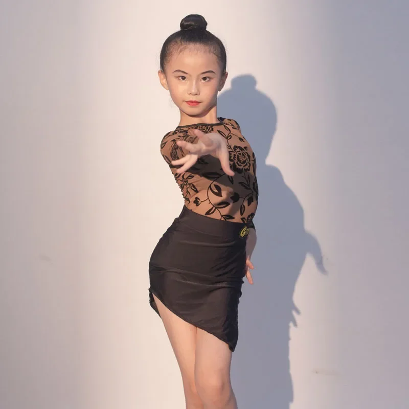 Latin Dance Costume 2023 Autumn/Winter New Advanced Female Children's Training and Performance Dance Suit Set