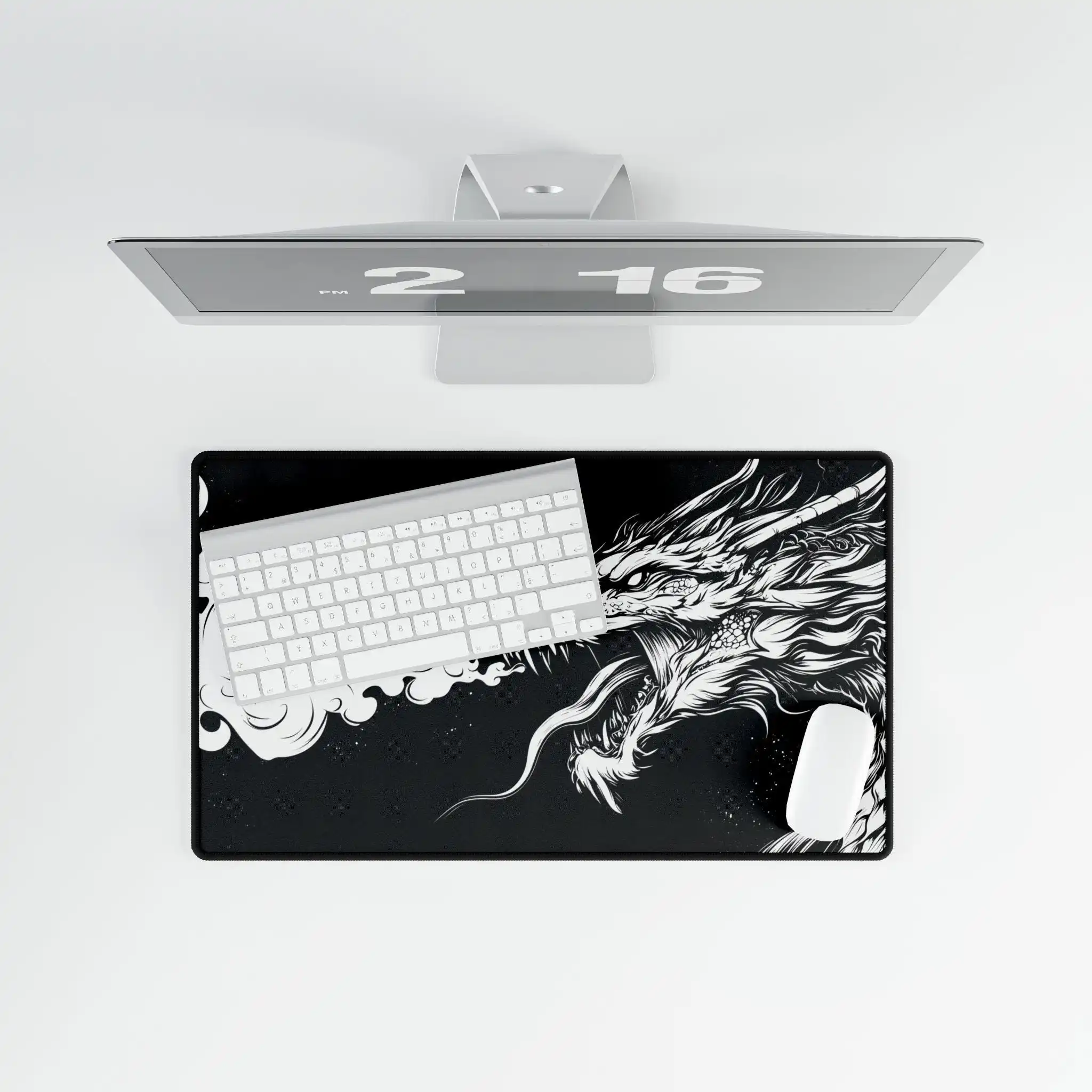 Black and White Dragon Pattern Deskmat,minimalist Workstation Protector,non-slip and Waterproof Deskmat,perfect Gift for Friends