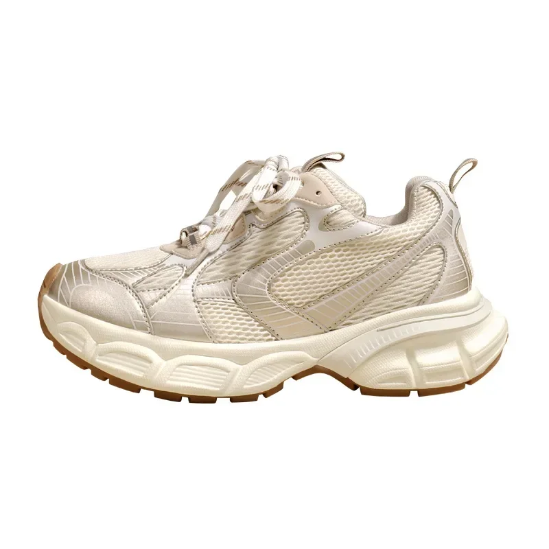 Designers White Sneakers Women Flats Shoes Lace Up Vulcanize Shoes Female Mesh Wedge Platform Casual Zapatillas Mujer