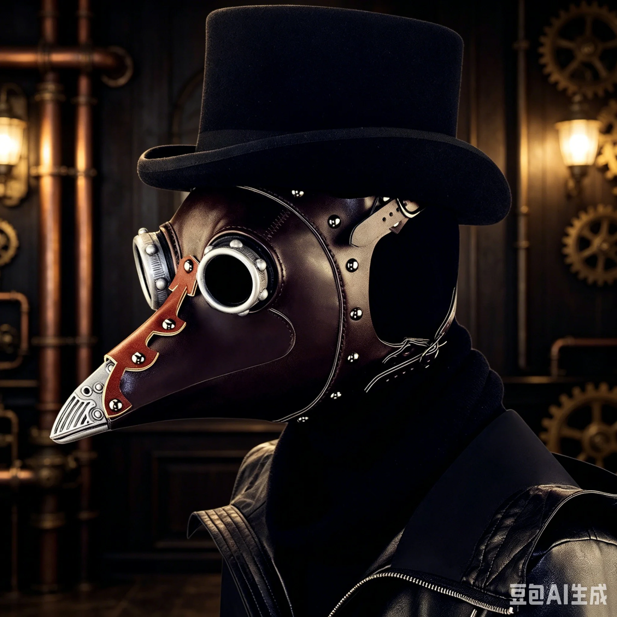 2026 Steampunk Gothic PU Leather Plague Doctor Long Beak Mask Halloween Masquerade Carnival Cosplay Party Face Costume Accessory