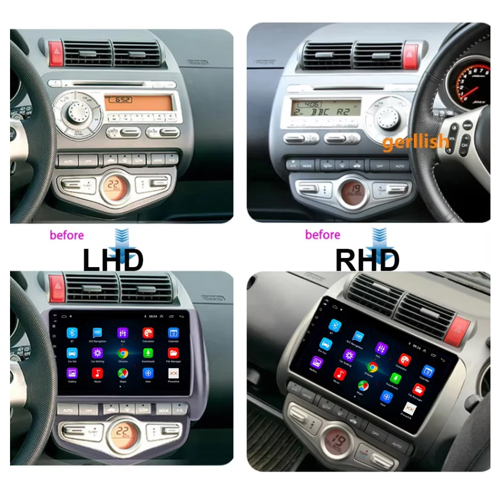 Android 16 For HONDA JAZZ City 2002-2007 Wireless CarPlay Auto Car Radio Stereo Navigation Multimedia Player GPS WIFI BT FM Audi
