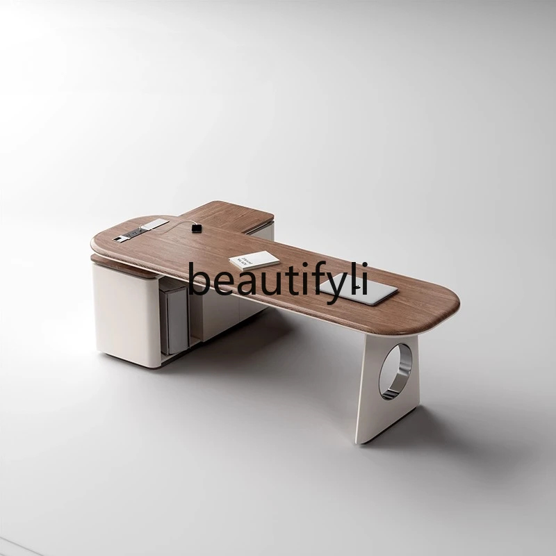 

Italian Minimalist Corner Home Study Furniture Set Light Luxury Style High-end Computer Desk