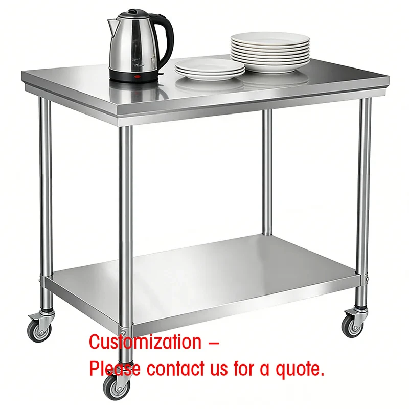 

custom.Commercial Kitchen Work Table Commercial Grade Food Preparation 4 Wheels 304 201 Stainless Steel Work Table
