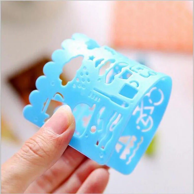 4pc Creative Candy Color Plate Ruler Office Stationery Art Drawing Template Plastic Ruler Children Toy Feet Promotional Gifts