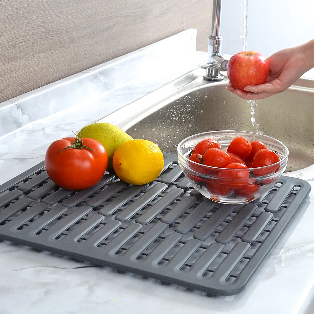 Rubber drain mat kitchen vegetable waterproof mat non-slip table mat scratch-proof sink mat drain mat