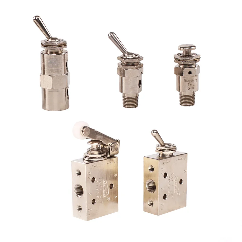 1PC Pneumatic 2 Position 3 Way 2 Position 5 Way Spring Return Button Air Valve push button Mechanical valve/Hand valve Momentary