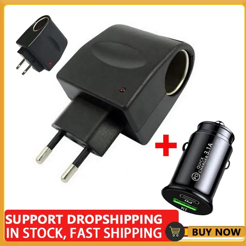 

220V AC To 12V DC 500MA Car Cigarette Lighter Wall Power Socket Plug Adapter Converter EU US Plug 6W Car Adapter