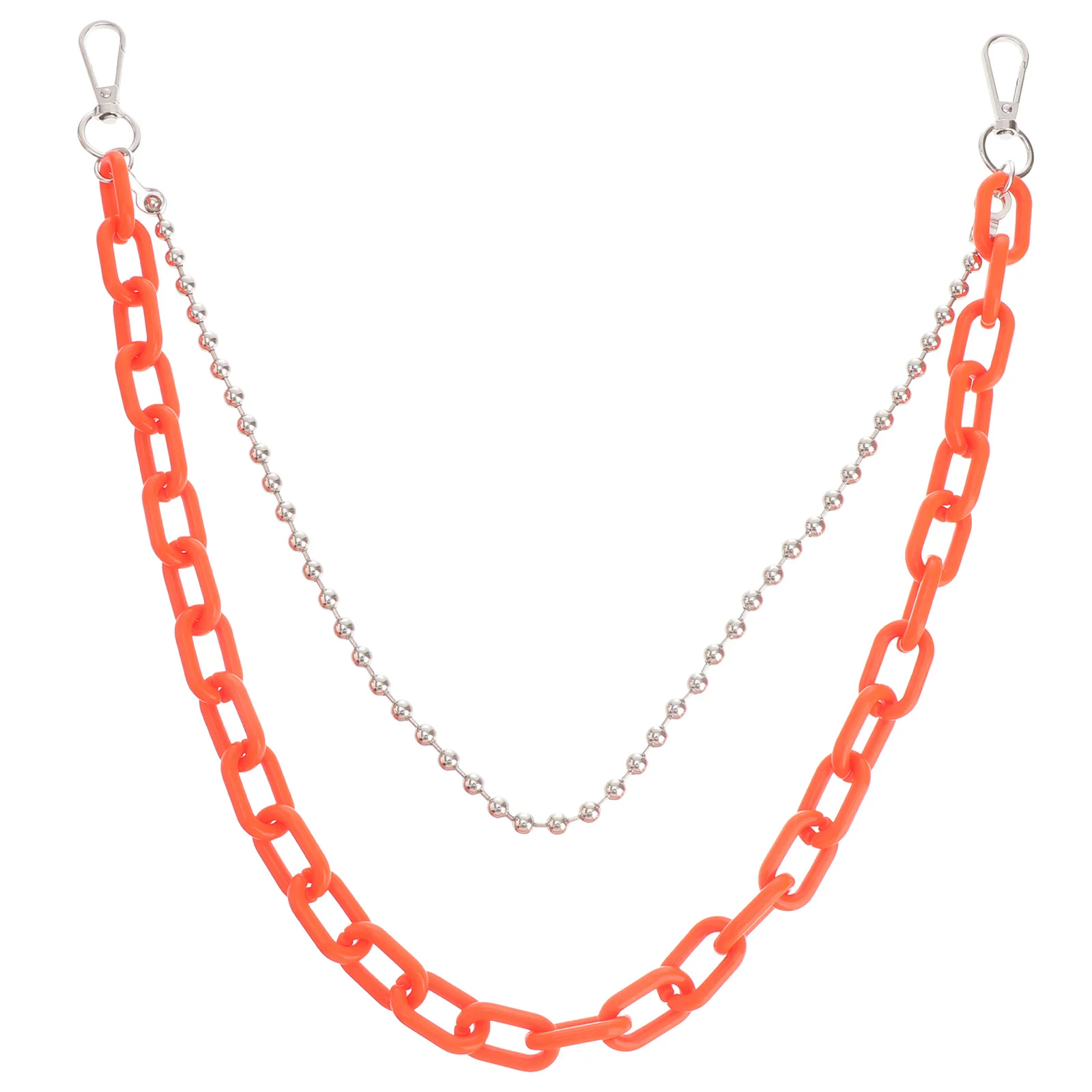 Geometric Body Chain Orange Acrylic Iron Lightweight Durable Smooth Beads Electroplated Metal Waist Chain For