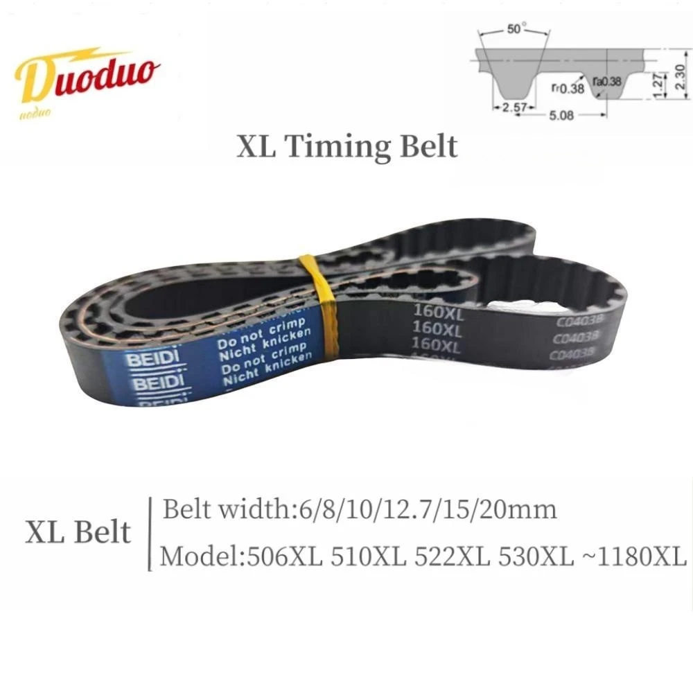 

XL High Torque Rubber Timing Belt Width 6/8/10/12.7/15/20mm Model number 506XL 510XL 522XL 530XL 532XL 540XL 552XL 564XL -1180XL