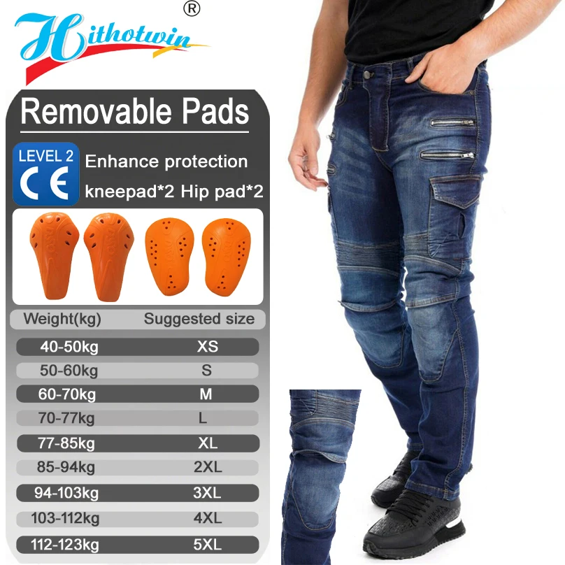 

Синие мотоциклетные брюки для мужчин с защитным снаряжением на молнии TZ 07, брюки для мотокросса, брюки больших размеров для верховой езды