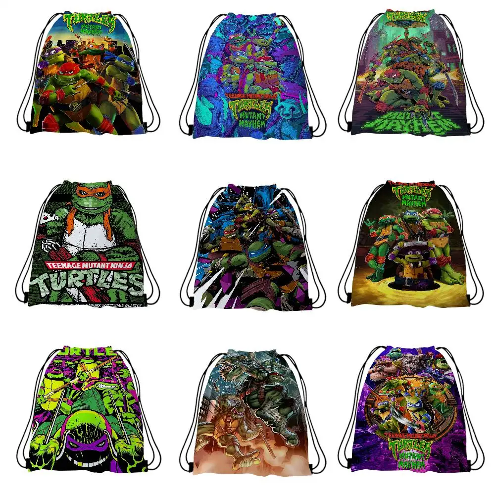 N-Ninja Turtles Kordelzug-Tasche, personalisierter Kordelzug-Rucksack, Sport-Sporttasche für Frauen, Einkaufssack, Kordelzug-Rucksack
