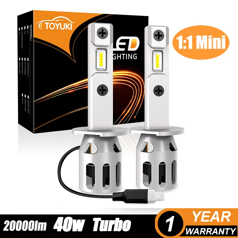 

TOYUKI 2Pcs H1 Led Fog Lights Turbo Mini Bulb 20000lm for Led Headlight 8 Pcs CSP 7035 Chips Car Lamps DRL 6000K White 12V